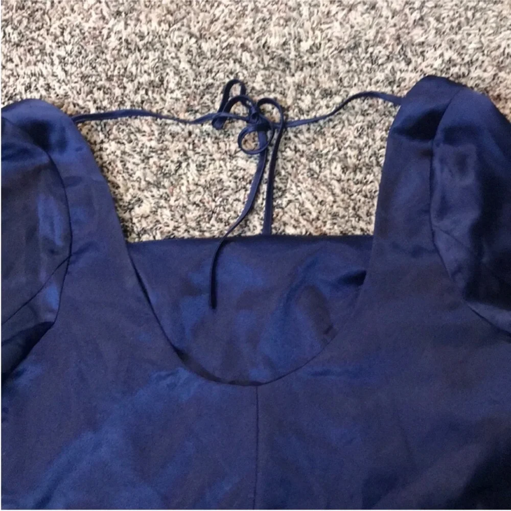 Wild Fable Bell Sleeve Low Tie Back Navy Pleated Mini Dress Size Large | NWOT - Picture 6 of 8